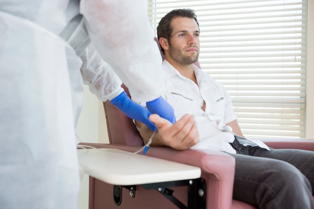 Young man getting chemotherapy with Vascular Access Catheter in Waldorf, MD